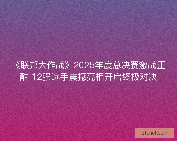 《联邦大作战》2025年度总决赛激战正酣 12强选手震撼亮相开启终极对决