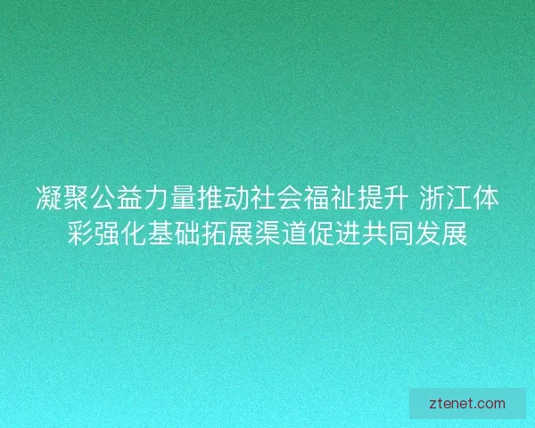 凝聚公益力量推动社会福祉提升 浙江体彩强化基础拓展渠道促进共同发展