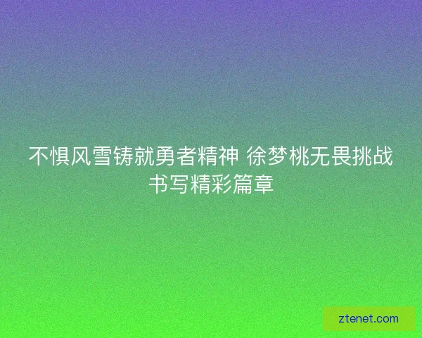 不惧风雪铸就勇者精神 徐梦桃无畏挑战书写精彩篇章